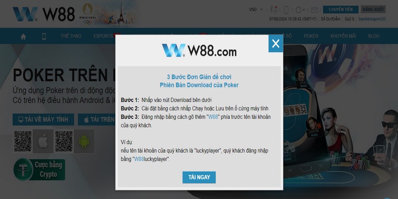 W88 Poker - Tham Gia Tournaments Và Nhận Thưởng 2026 4 Tham gia trải nghiệm chơi W88 Poker trên app và website tiện lợi chỉ với vài bước